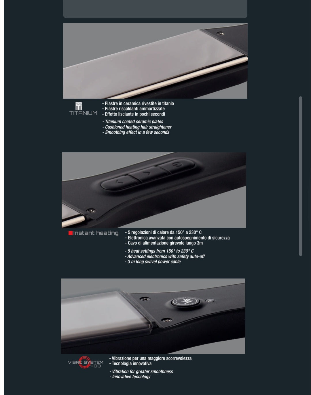 Ceriotti Glätteisen mit Vibration, erhältlich in 2 verschiedenen Modelle, Breite mit Vibration, Schmal ohne Vibration !!